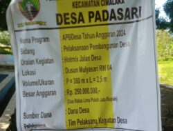 Anggaran Dana Desa Dipertanyakan, Kades Padasari Diduga Mencari Keuntungan Pribadi Dari Pekerjaan Jalan