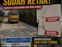 Diduga Dikerjakan Asal Jadi Pekerjaan Jalan Sudah Kembali Rusak